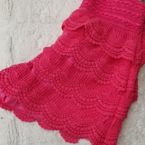 Yasada Pants - Lace overlay shorts, hot pink, ML, Yasada